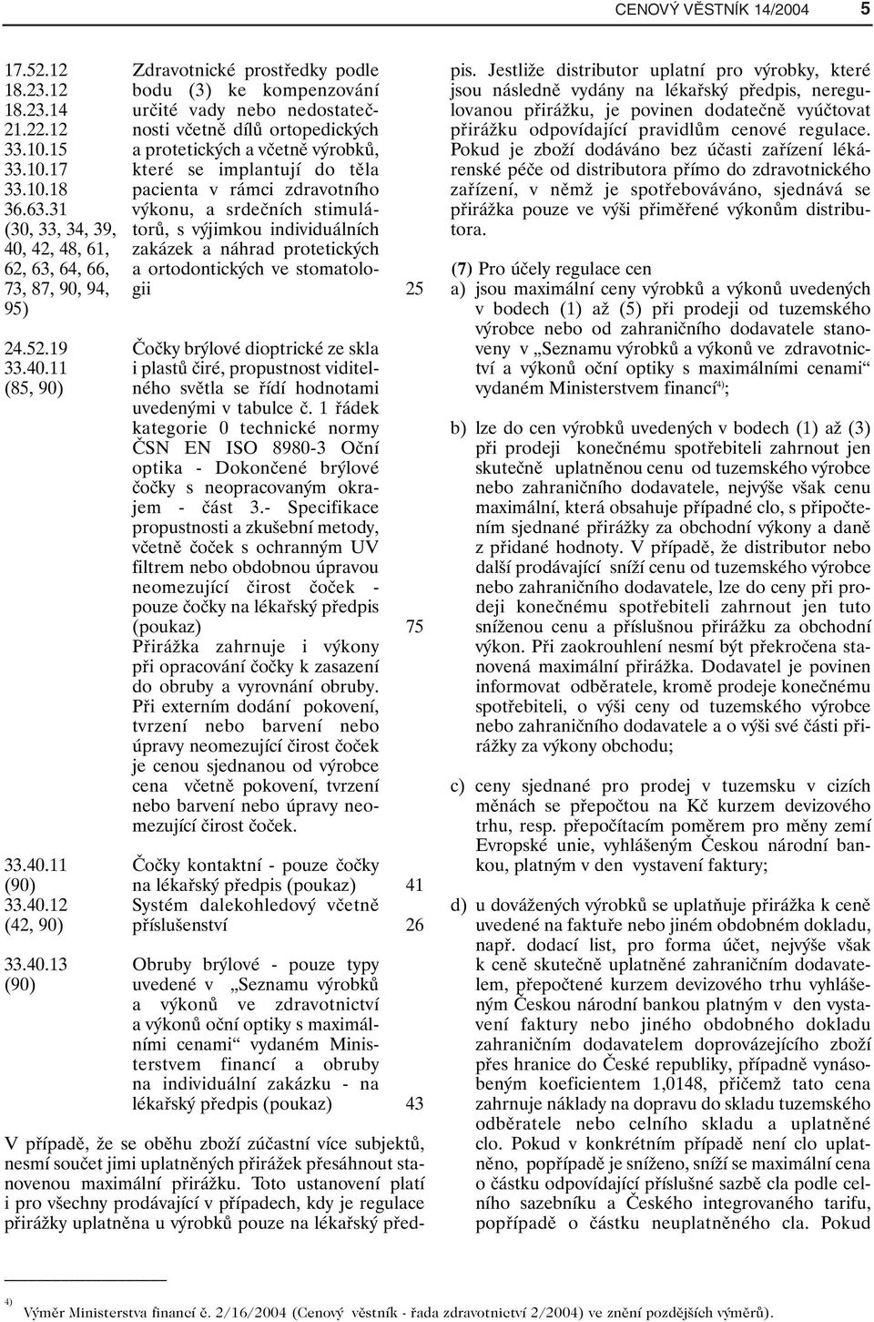 těla pacienta v rámci zdravotního výkonu, a srdečních stimulátorů, s výjimkou individuálních zakázek a náhrad protetických a ortodontických ve stomatologii Čočky brýlové dioptrické ze skla i plastů