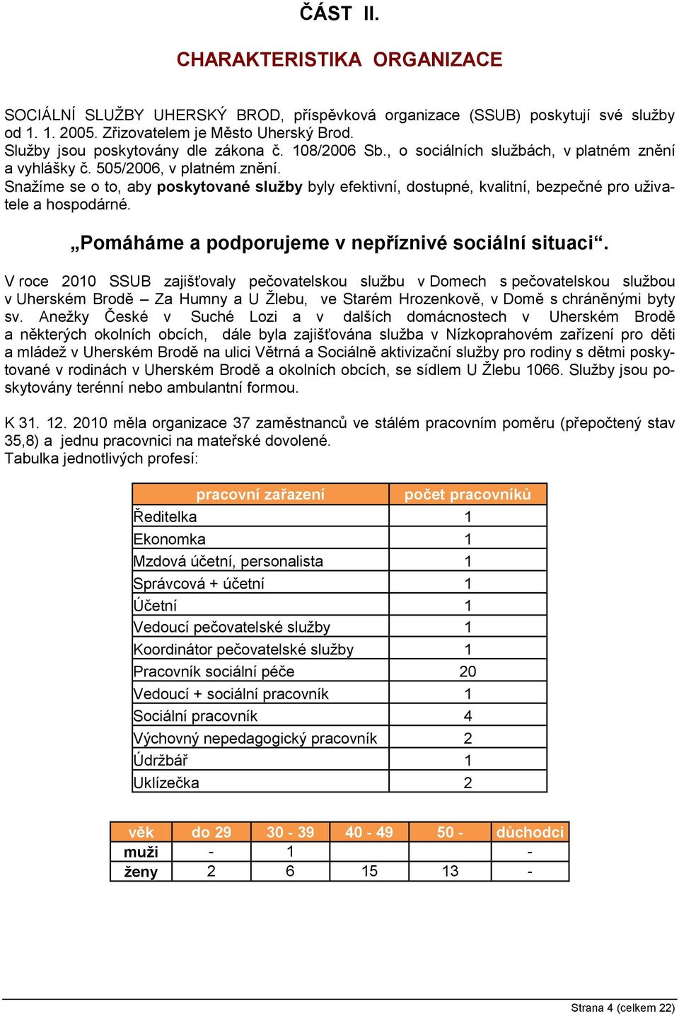 Snažíme se o to, aby poskytované služby byly efektivní, dostupné, kvalitní, bezpečné pro uživatele a hospodárné. Pomáháme a podporujeme v nepříznivé sociální situaci.