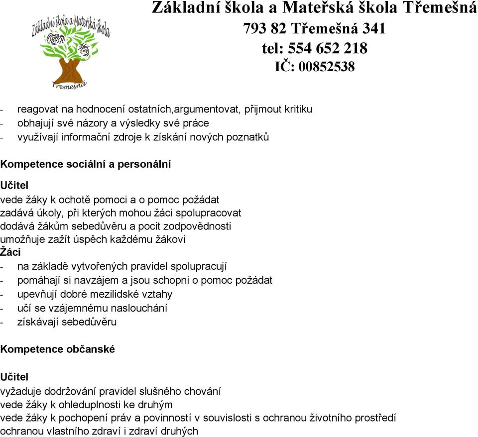 žákům sebedůvěru a pocit zodpovědnosti umožňuje zažít úspěch každému žákovi Žáci - na základě vytvořených pravidel spolupracují - pomáhají si navzájem a jsou schopni o pomoc požádat - upevňují dobré