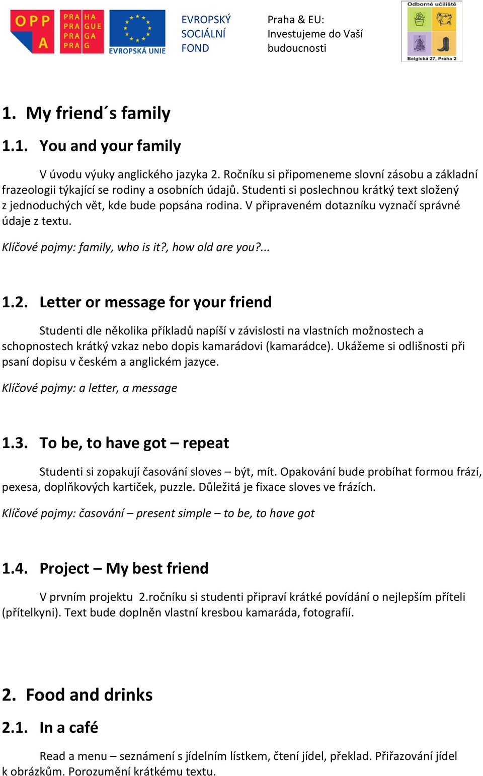 2. Letter or message for your friend Studenti dle několika příkladů napíší v závislosti na vlastních možnostech a schopnostech krátký vzkaz nebo dopis kamarádovi (kamarádce).
