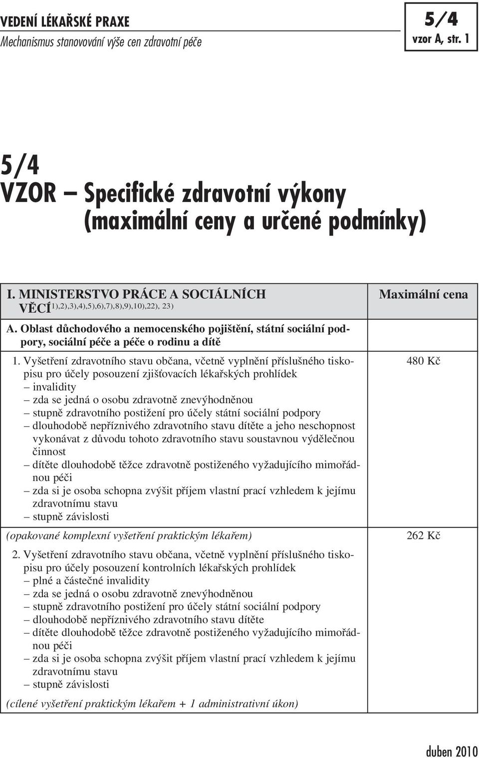 Vyšetření zdravotního stavu občana, včetně vyplnění příslušného tiskopisu pro účely posouzení zjišťovacích lékařských prohlídek invalidity zda se jedná o osobu zdravotně znevýhodněnou stupně