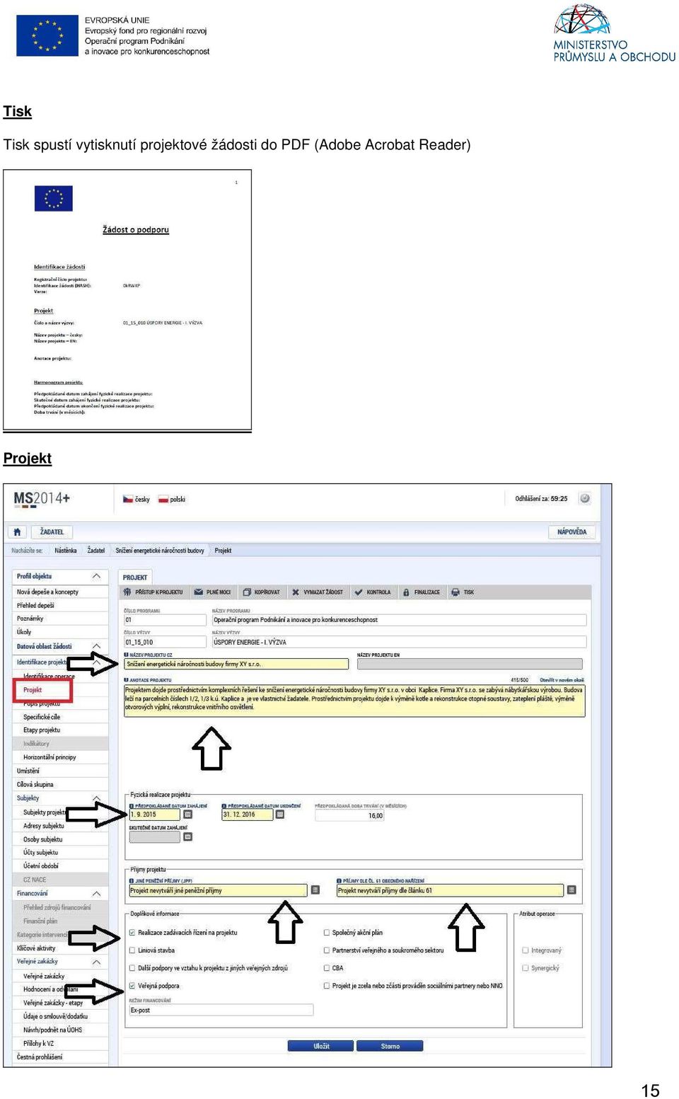 žádosti do PDF (Adobe
