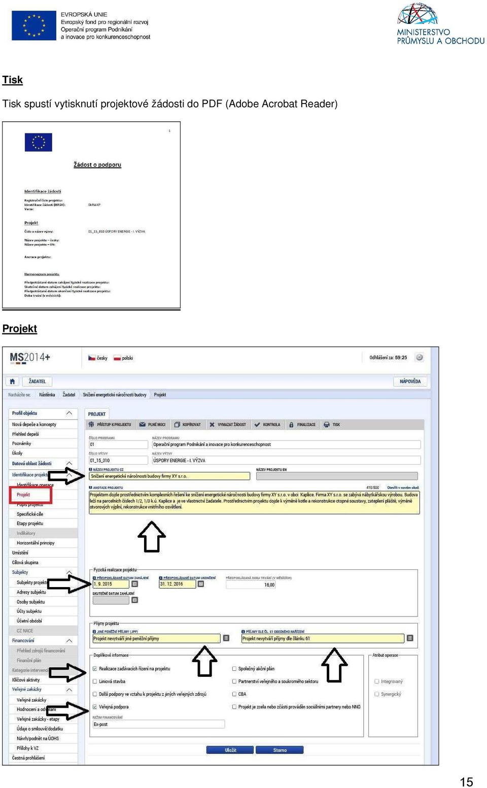 žádosti do PDF (Adobe