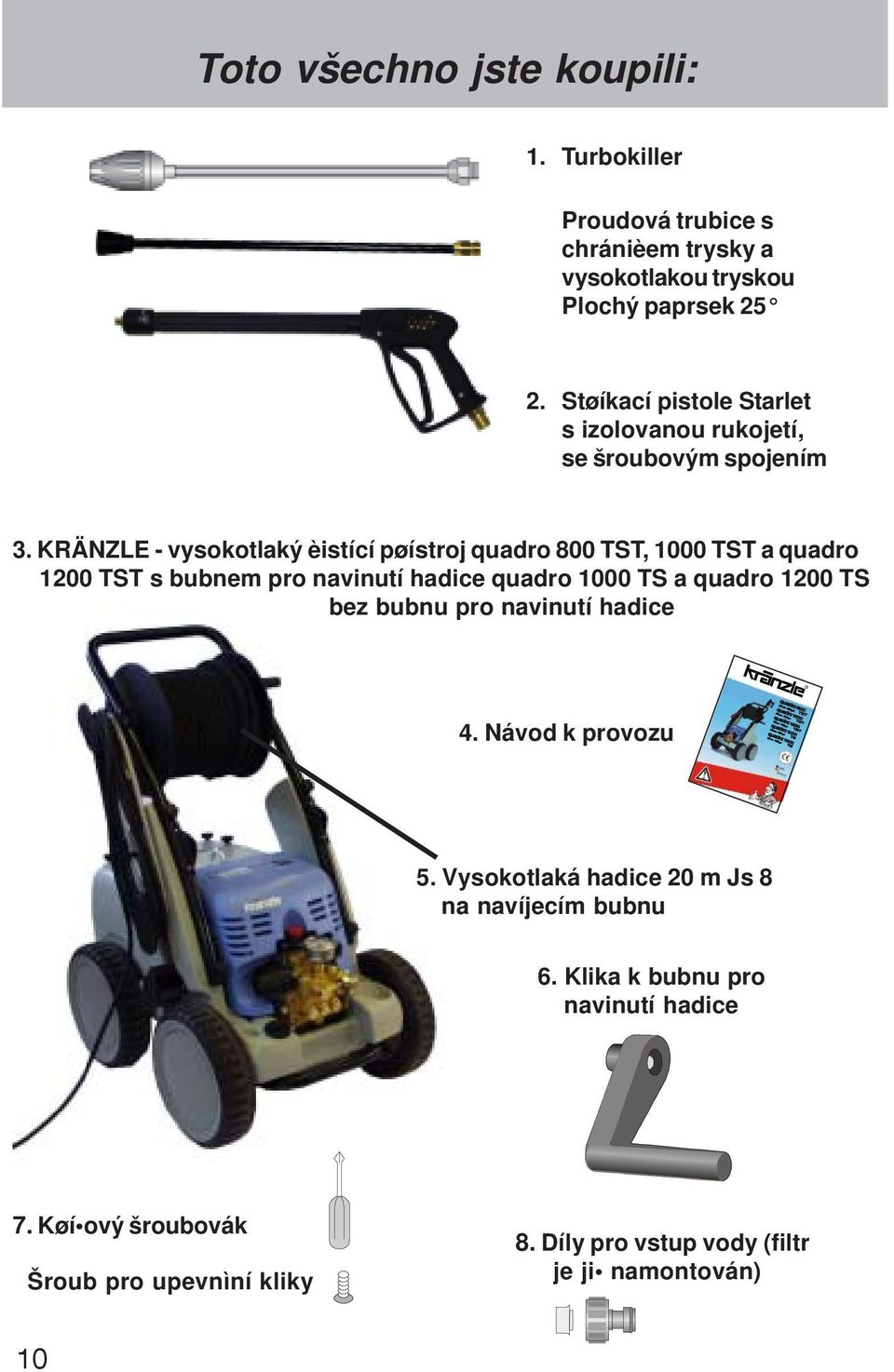 KRÄNZLE - vysokotlaký èistící pøístroj quadro 800 TST, 1000 TST a quadro 1200 TST s bubnem pro navinutí hadice quadro 1000 TS a quadro 1200 TS