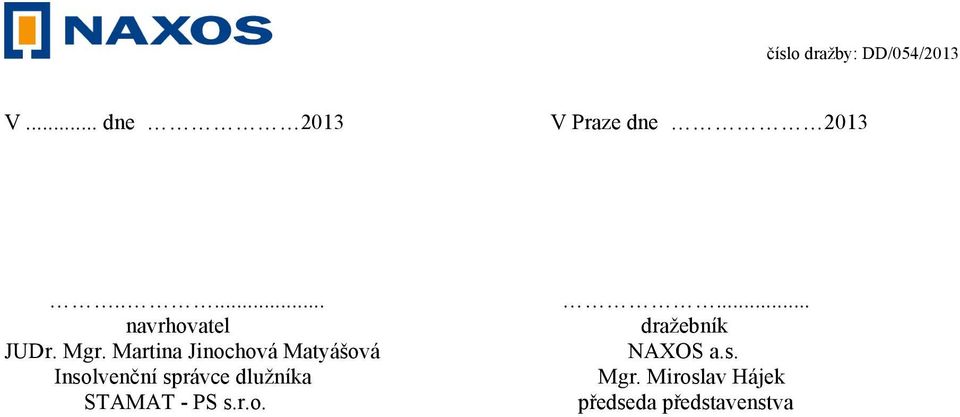 správce dlužníka STAMAT - PS s.r.o.