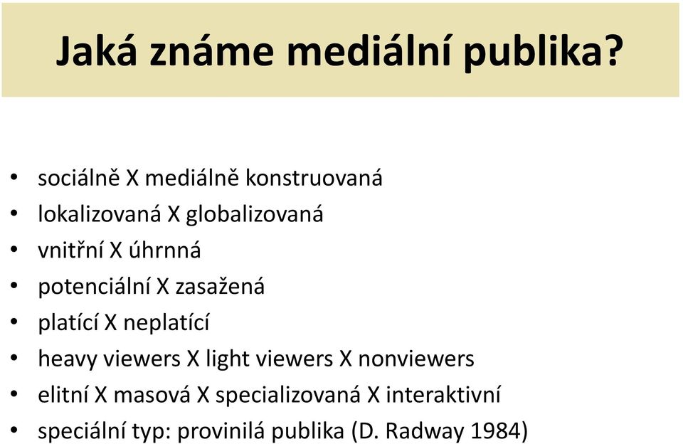 úhrnná potenciální X zasažená platící X neplatící heavy viewers X light