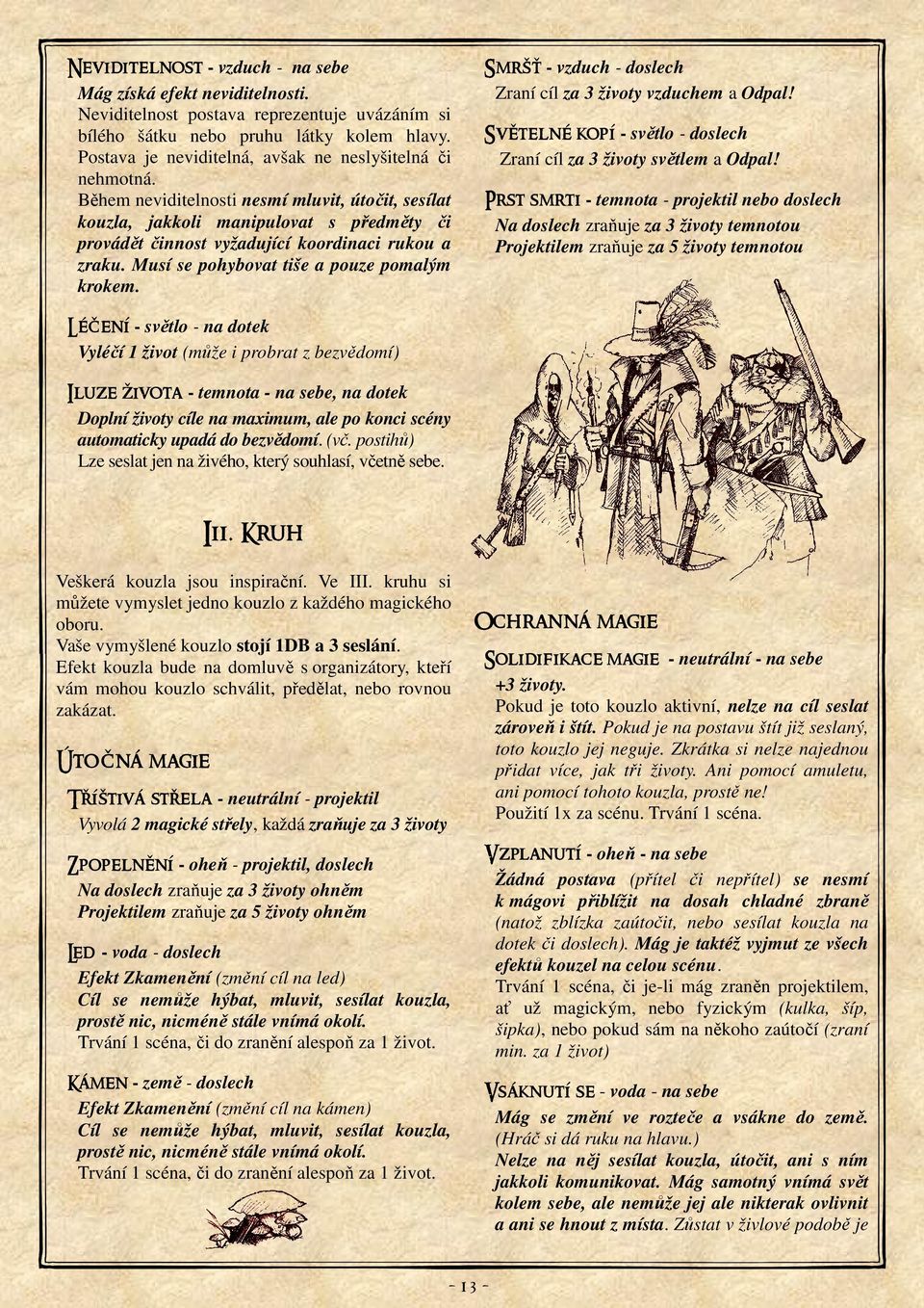 Během neviditelnosti nesmí mluvit, útočit, sesílat kouzla, jakkoli manipulovat s předměty či provádět činnost vyžadující koordinaci rukou a zraku. Musí se pohybovat tiše a pouze pomalým krokem.