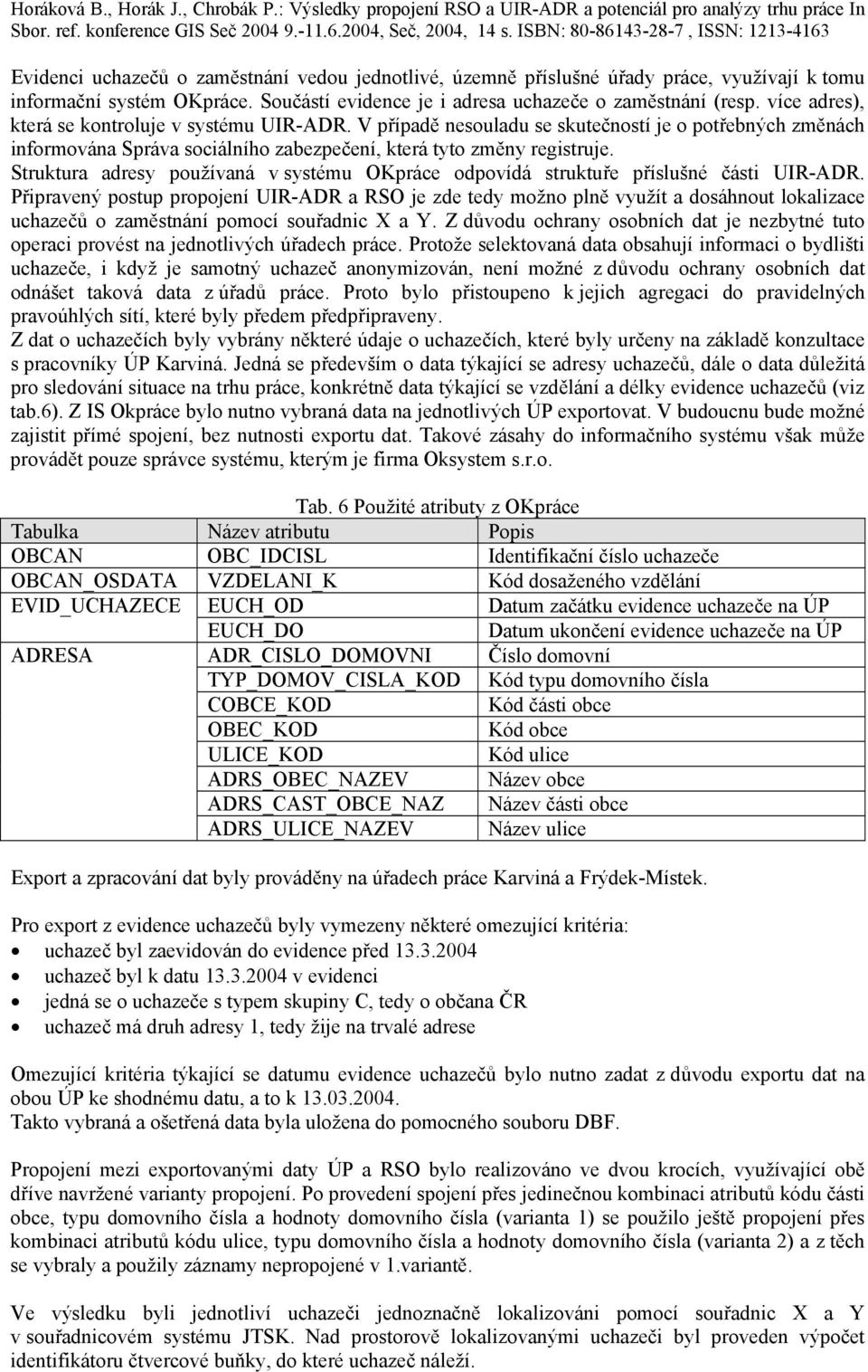 Struktura adresy používaná v systému OKpráce odpovídá struktuře příslušné části UIR-ADR.