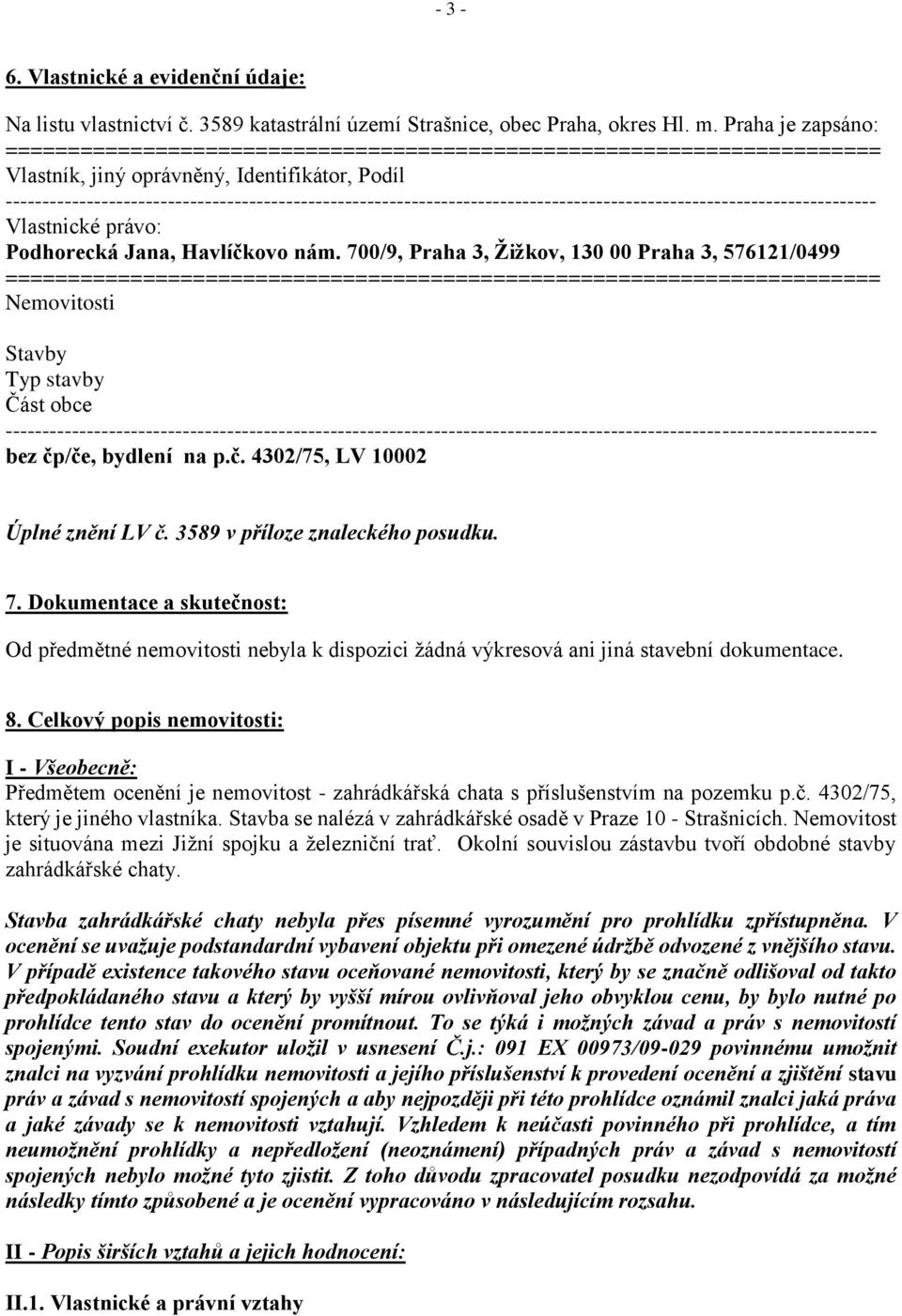 ---------------------------------------------------------------------------------------------------------------------- Vlastnické právo: Podhorecká Jana, Havlíčkovo nám.