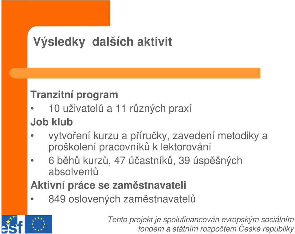 proškolení pracovníků k lektorování 6 běhů kurzů, 47 účastníků, 39