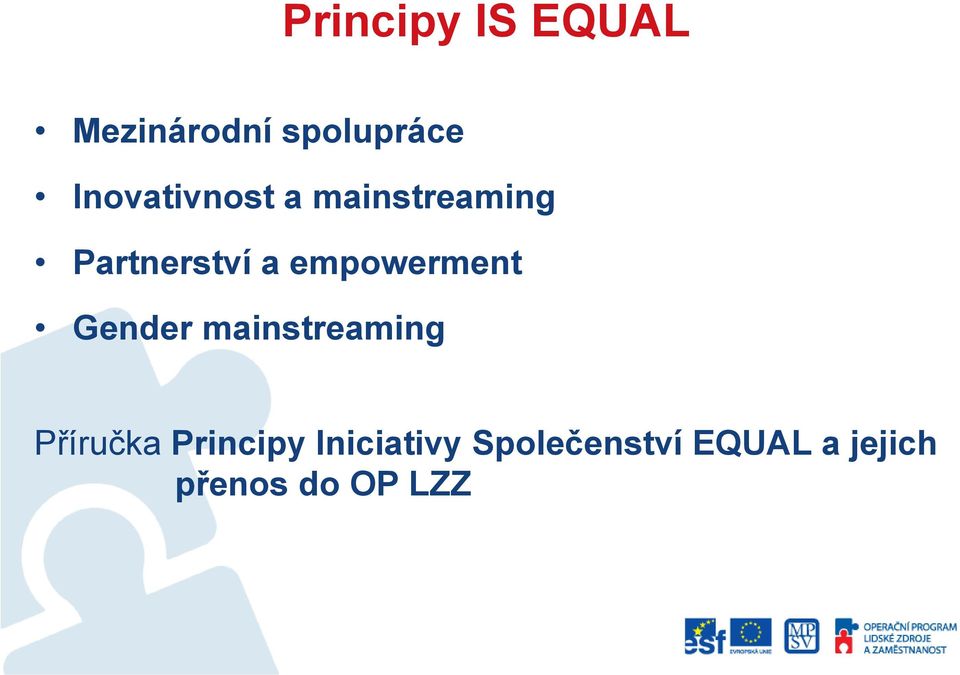 empowerment Gender mainstreaming Příručka