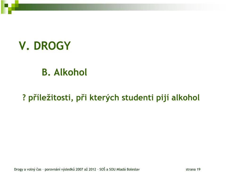 pijí alkohol Drogy a volný čas