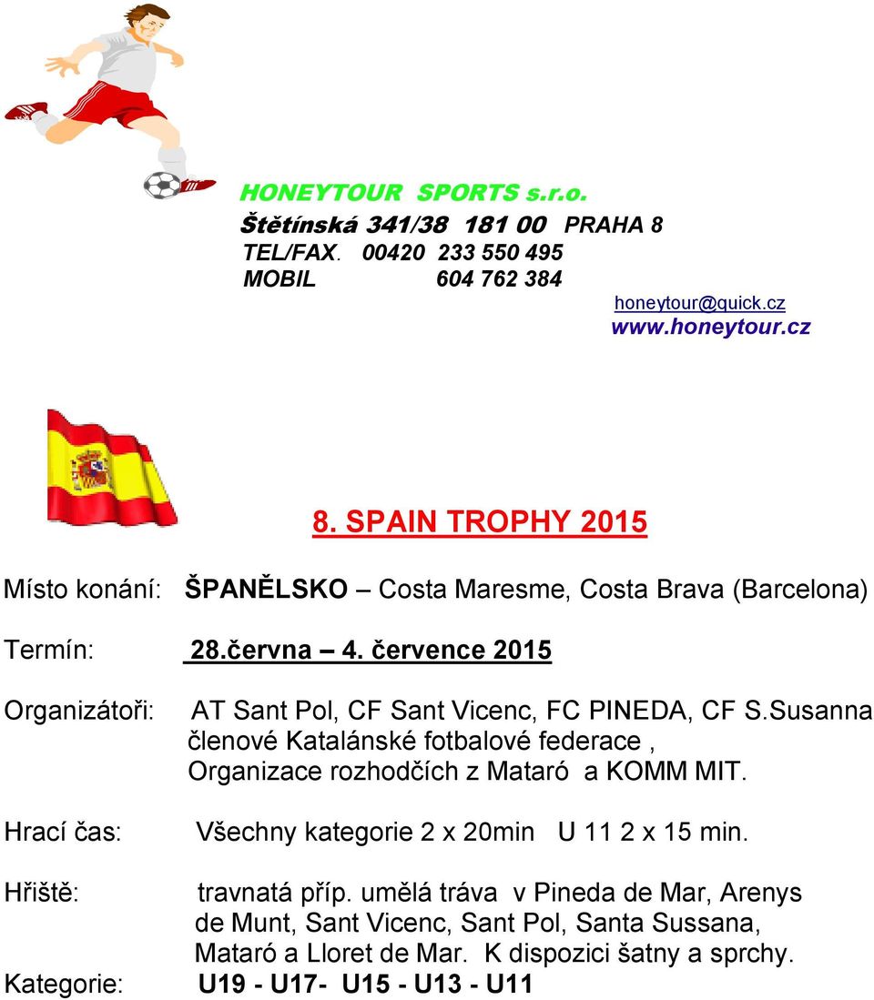 července 2015 Organizátoři: Hrací čas: Hřiště: Kategorie: AT Sant Pol, CF Sant Vicenc, FC PINEDA, CF S.