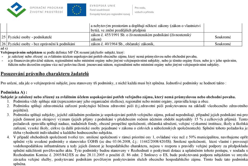 , občanský zákoník, ad x) m subjektem se podle definice MF ČR rozumí jakýkoliv subjekt, který: - je založený nebo zřízený za zvláštním účelem uspokojování potřeb obecného zájmu, který nemá