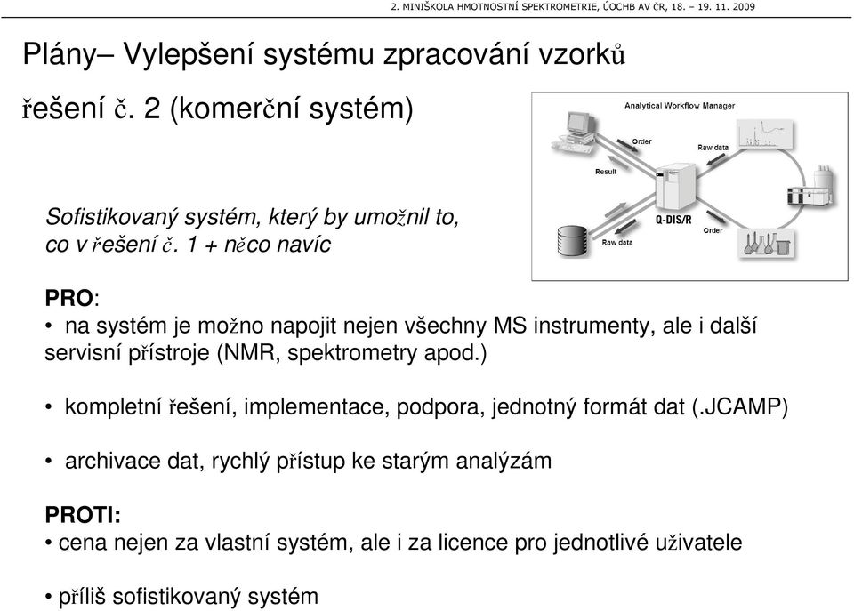 1 + nco navíc PRO: na systém je možno napojit nejen všechny MS instrumenty, ale i další servisní pístroje (NMR,