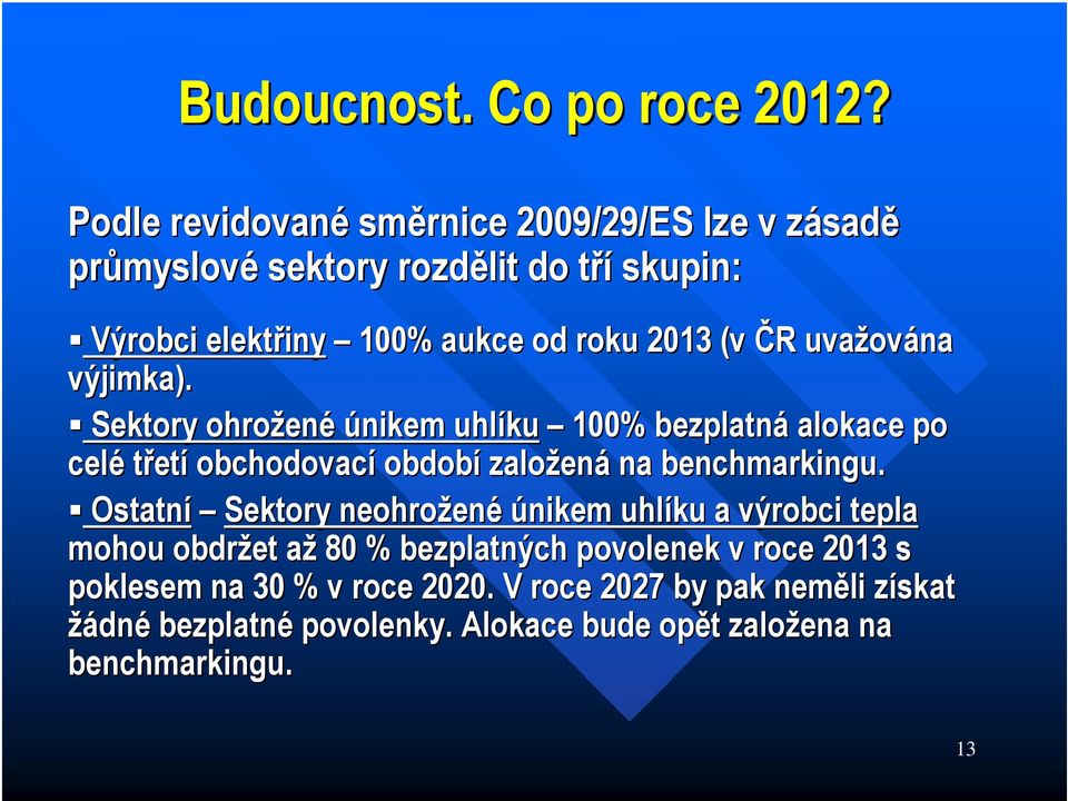 2013 (v ČR R uvažov ována výjimka).