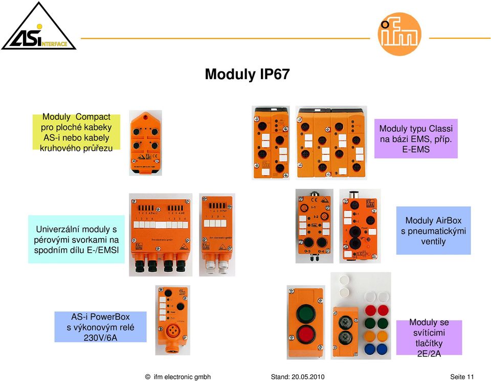 E-EMS Univerzální moduly s pérovými svorkami na spodním dílu E-/EMSl Moduly