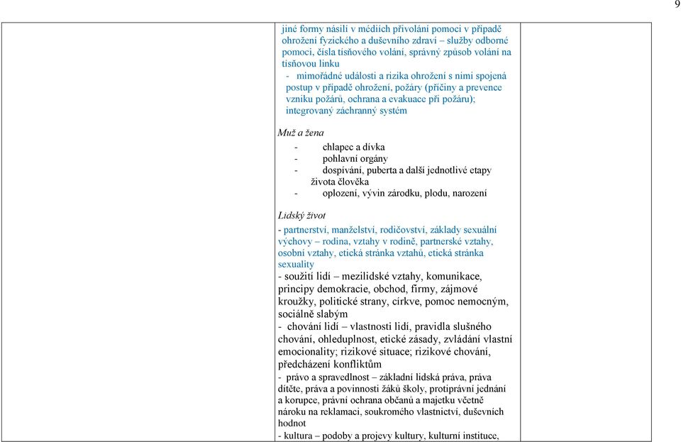 dívka - pohlavní orgány - dospívání, puberta a další jednotlivé etapy života člověka - oplození, vývin zárodku, plodu, narození Lidský život - partnerství, manželství, rodičovství, základy sexuální