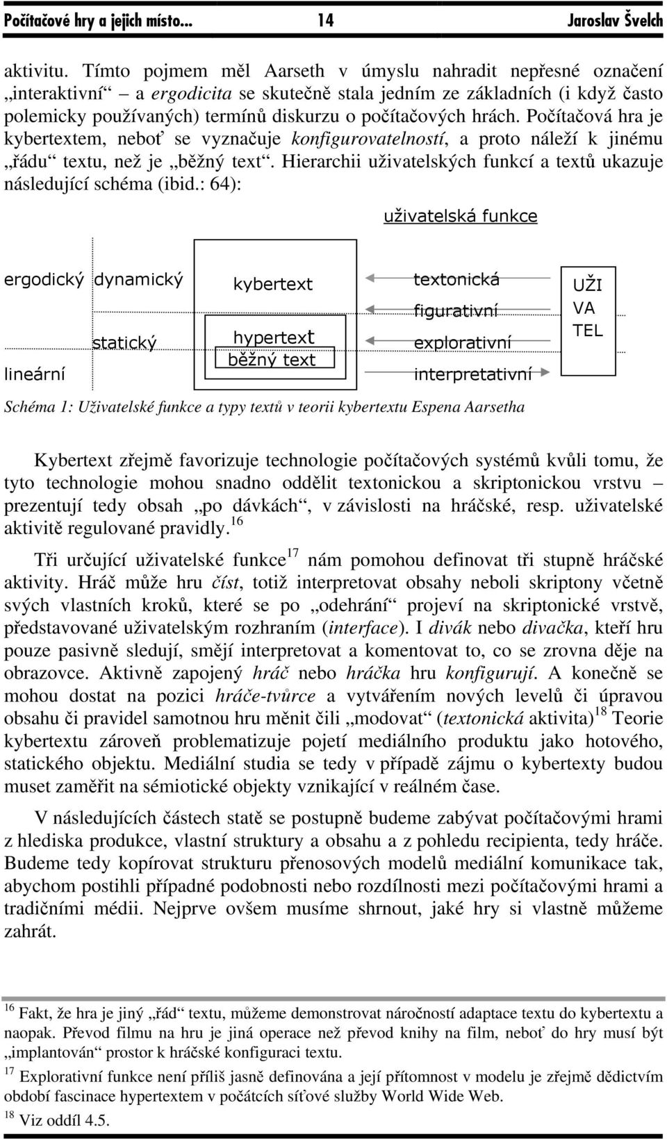 hrách. Počítačová hra je kybertextem, neboť se vyznačuje konfigurovatelností, a proto náleží k jinému řádu textu, než je běžný text.