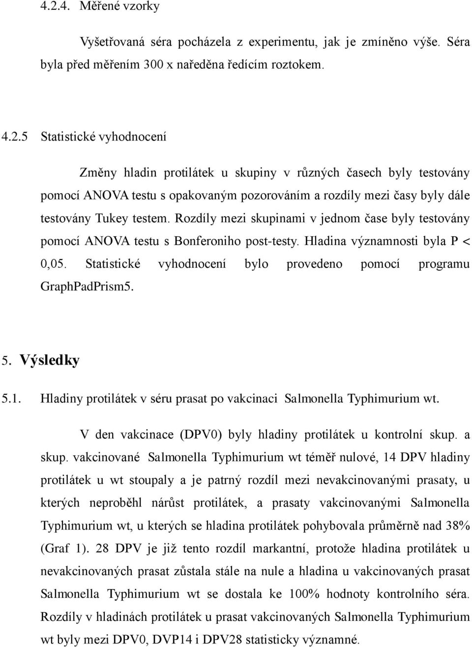 Statistické vyhodnocení bylo provedeno pomocí programu GraphPadPrism5. 5. Výsledky 5.1. Hladiny protilátek v séru prasat po vakcinaci Salmonella Typhimurium wt.
