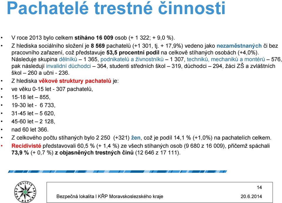 Následuje skupina dělníků 1 365, podnikatelů a živnostníků 1 37, techniků, mechaniků a montérů 576, pak následují invalidní důchodci 364, studenti středních škol 319, důchodci 294, žáci ZŠ a