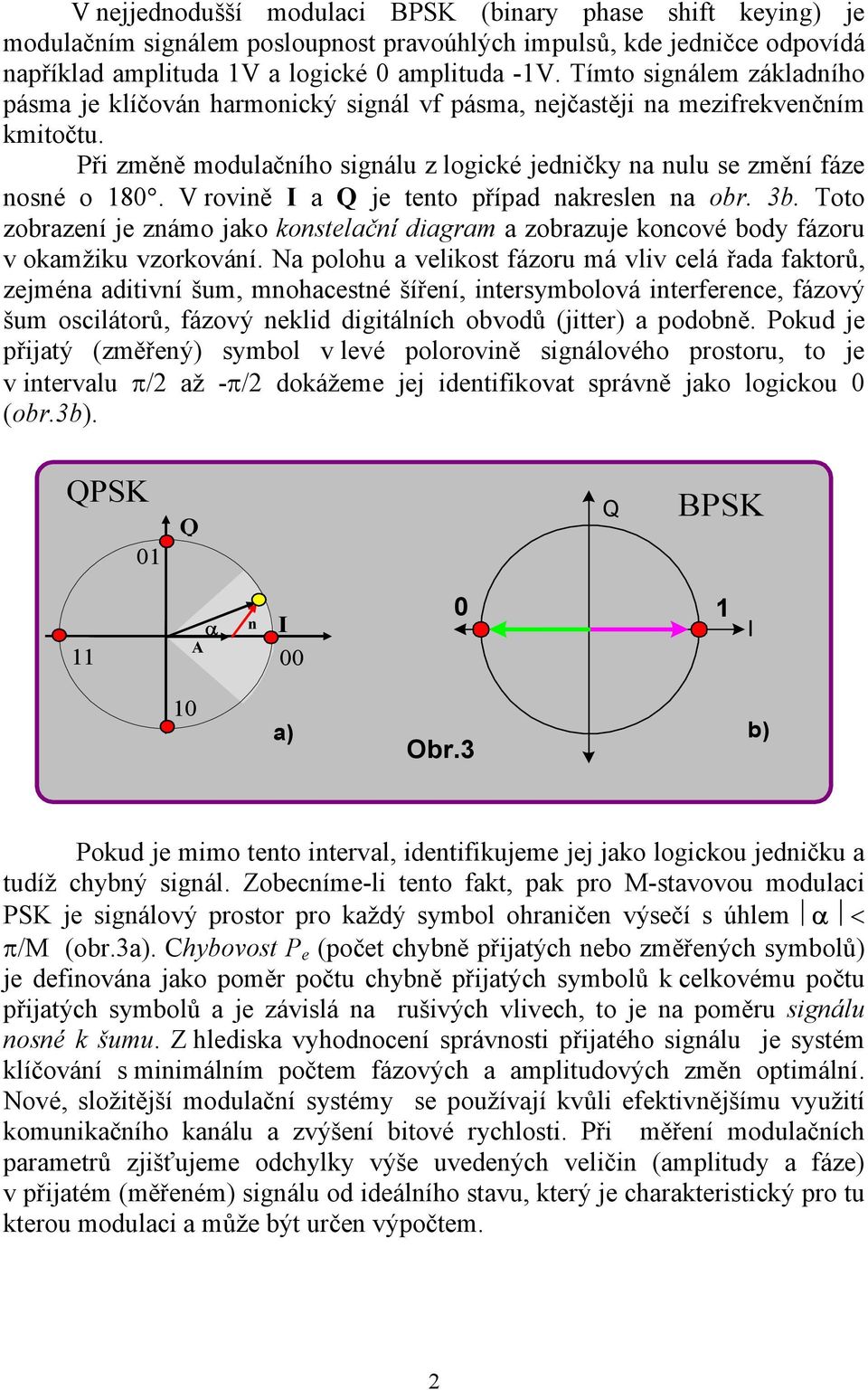 V rovině a je tento případ nakreslen na obr. 3b. Toto zobrazení je známo jako konstelační diagram a zobrazuje koncové body fázoru v okamžiku vzorkování.