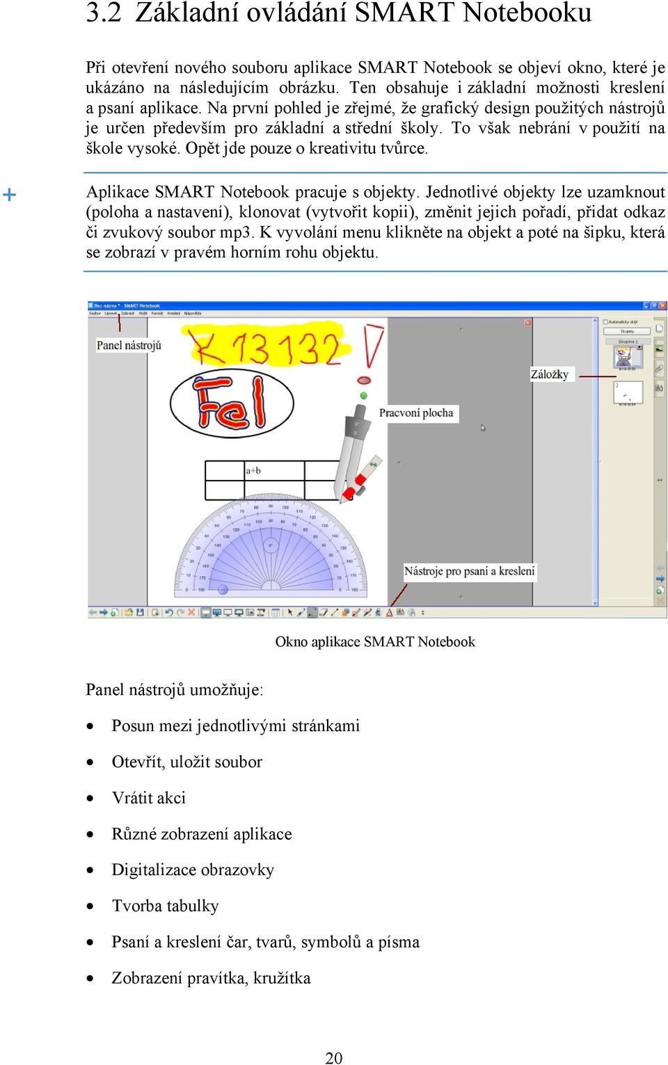 To však nebrání v použití na škole vysoké. Opět jde pouze o kreativitu tvůrce. Aplikace SMART Notebook pracuje s objekty.