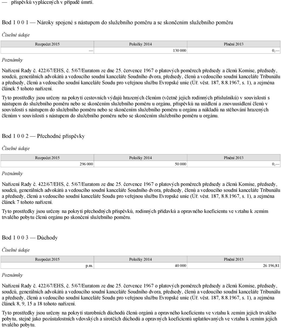 a předsedy, členů a vedoucího soudní kanceláře Soudu pro veřejnou službu Evropské unie (Úř. věst. 187, 8.8.1967, s. 1), a zejména článek 5 tohoto nařízení.