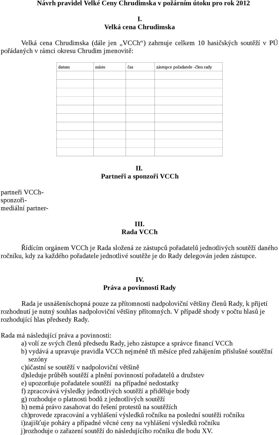 partneři VCChsponzořimediální partner- II. Partneři a sponzoři VCCh III.