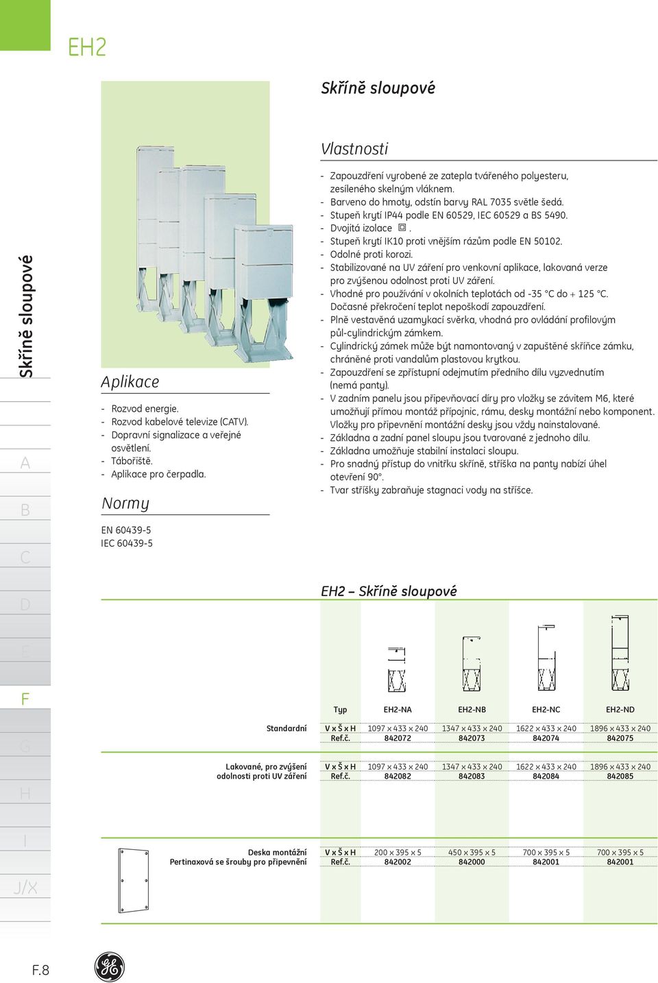 Stupeň krytí P44 podle N 60529, 60529 a S 5490. vojitá izolace. Stupeň krytí K10 proti vnějším rázům podle N 50102. Odolné proti korozi.