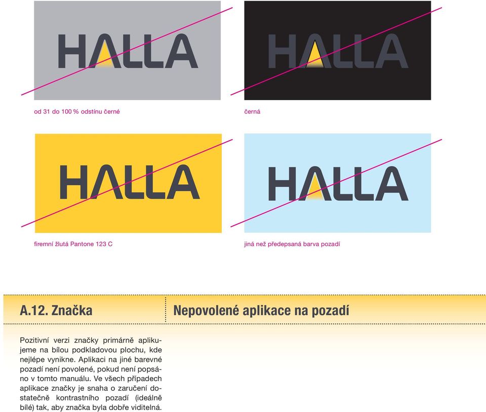 Značka Nepovolené aplikace na pozadí Pozitivní verzi značky primárně aplikujeme na bílou podkladovou plochu, kde