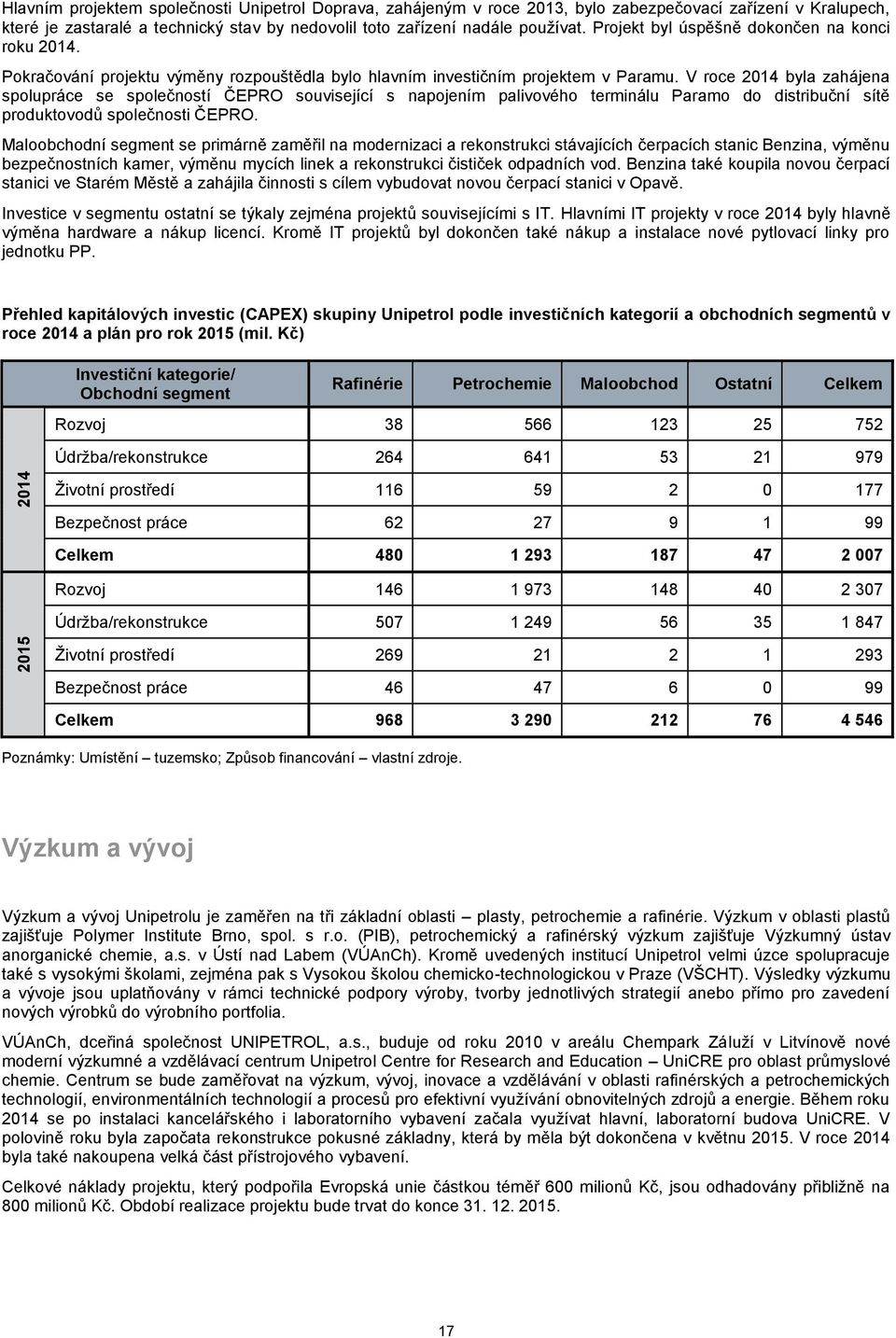 V roce 2014 byla zahájena spolupráce se společností ČEPRO související s napojením palivového terminálu Paramo do distribuční sítě produktovodů společnosti ČEPRO.