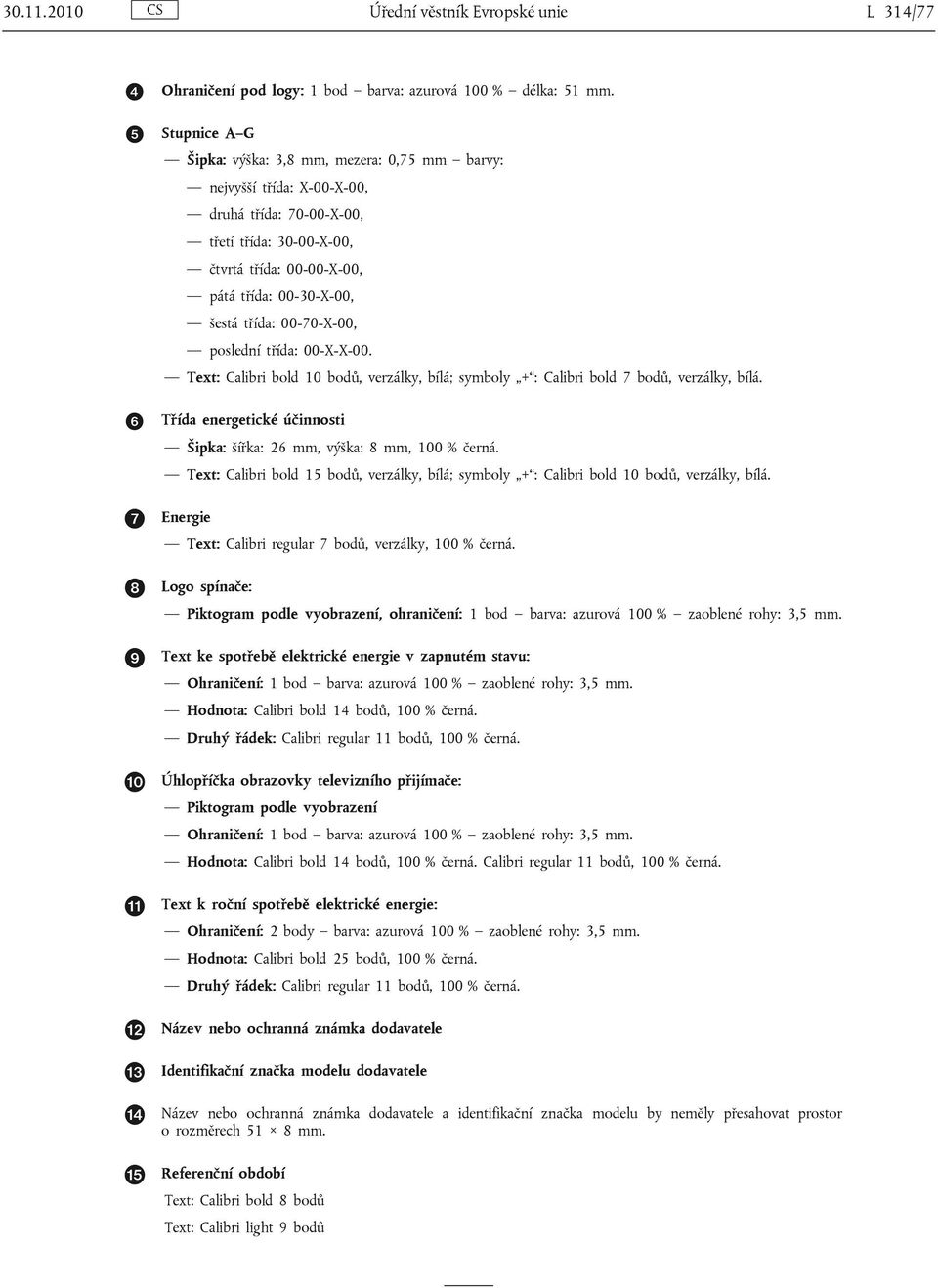 00-70-X-00, poslední třída: 00-X-X-00. Text: Calibri bold 10 bodů, verzálky, bílá; symboly + : Calibri bold 7 bodů, verzálky, bílá.