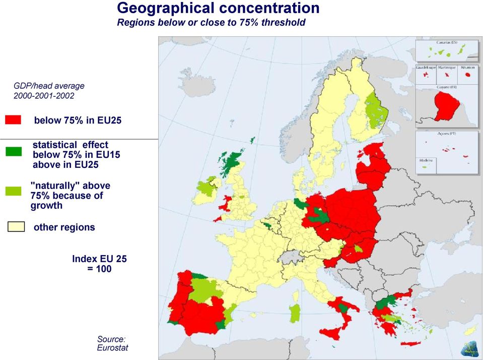 statistical effect below 75% in EU15 above in EU25 "naturally"