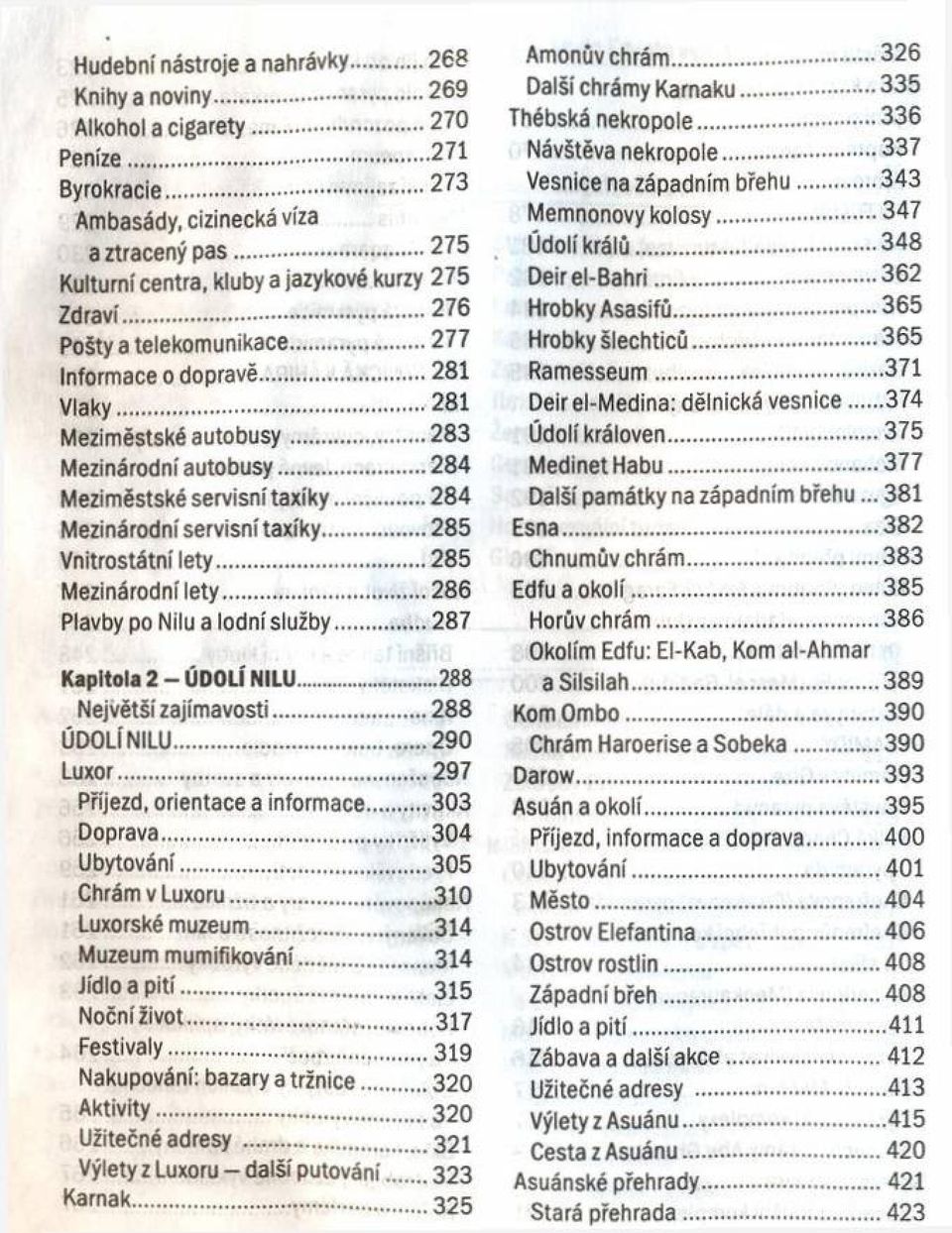 277 Hrobky šlechticů... 365 informapp o donravě....281 Ramesseum... Vlaky... 281 Deir el-medina: dělnická vesnice....374 Mp7Ímpc;tckp autobusv.283 Údolí královen... Mpľinárnrlní autohusv.