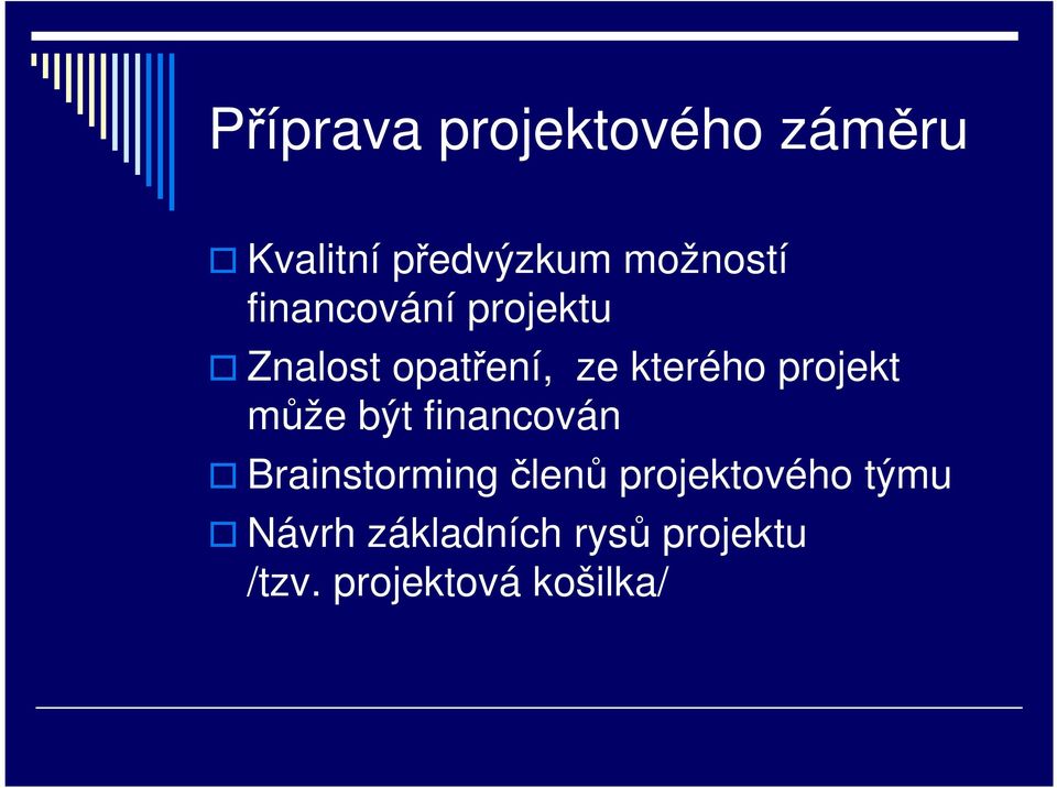 může být financován Brainstormingčlenů projektového týmu