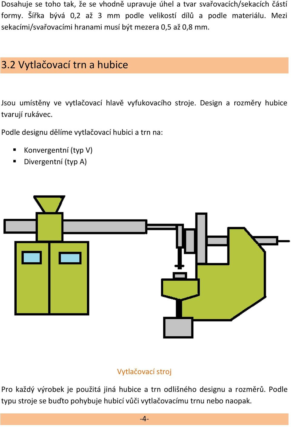 Design a rozměry hubice tvarují rukávec.