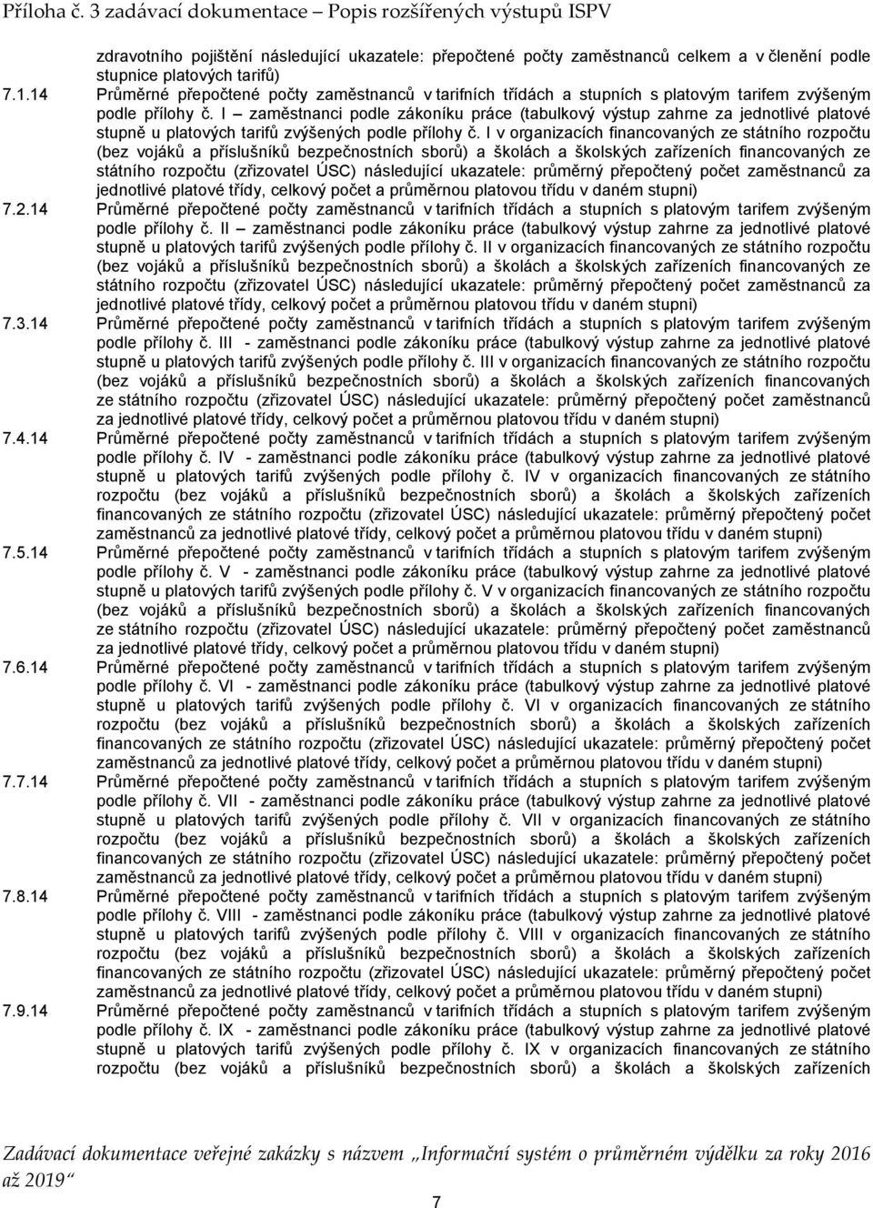 I zaměstnanci podle zákoníku práce (tabulkový výstup zahrne za jednotlivé platové stupně u platových tarifů zvýšených podle přílohy č.