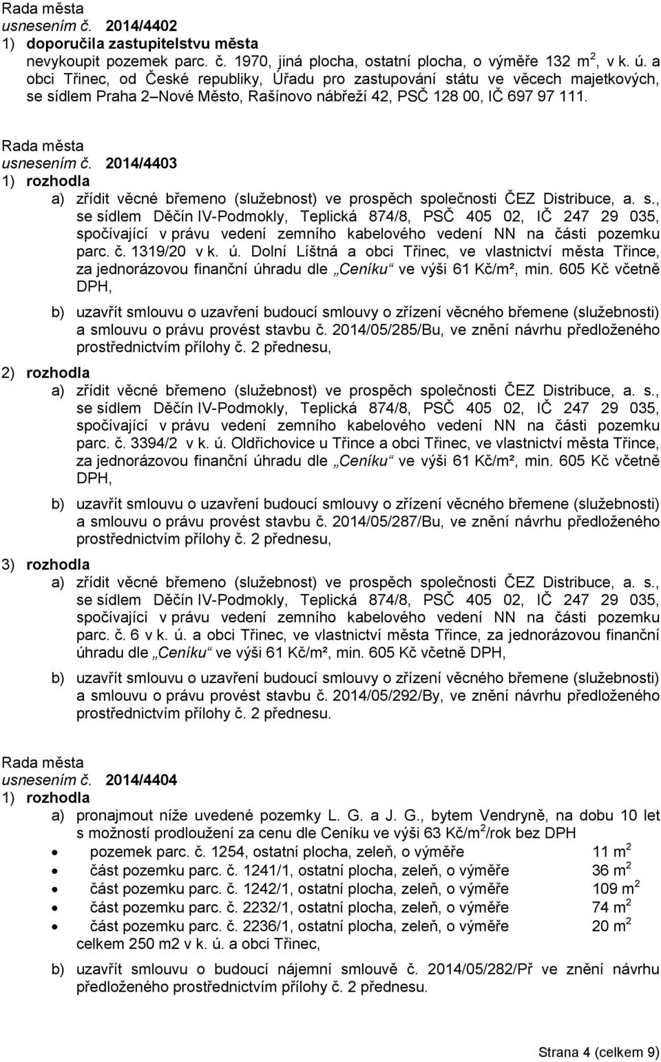 2014/4403 a) zřídit věcné břemeno (služebnost) ve prospěch sp