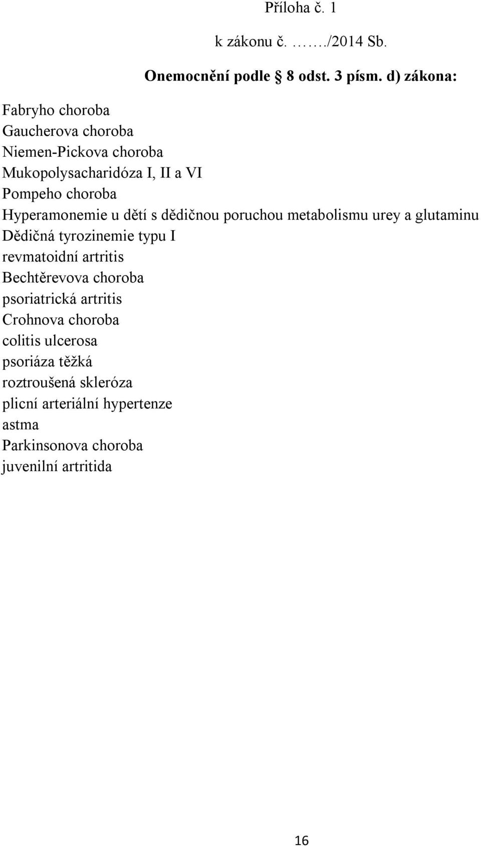 Hyperamonemie u dětí s dědičnou poruchou metabolismu urey a glutaminu Dědičná tyrozinemie typu I revmatoidní artritis