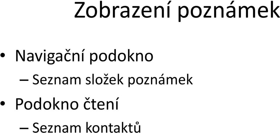 Seznam složek poznámek