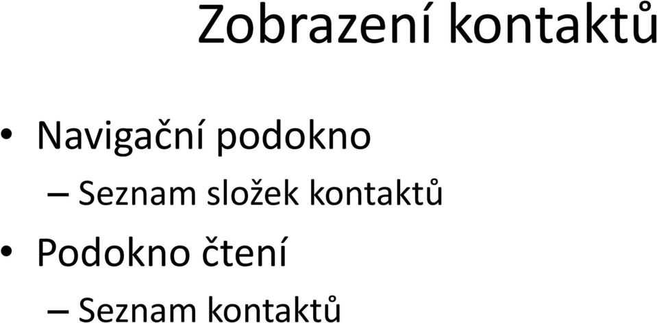 Seznam složek kontaktů