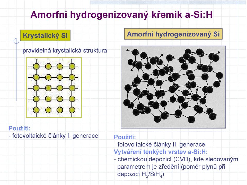 generace Použití: - fotovoltaické články II.