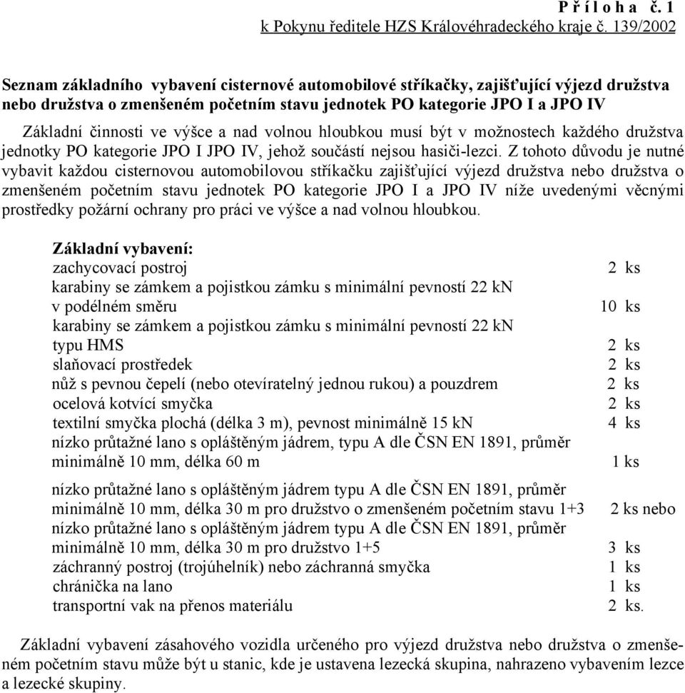 výšce a nad volnou hloubkou musí být v možnostech každého družstva jednotky PO kategorie JPO I JPO IV, jehož součástí nejsou hasiči-lezci.