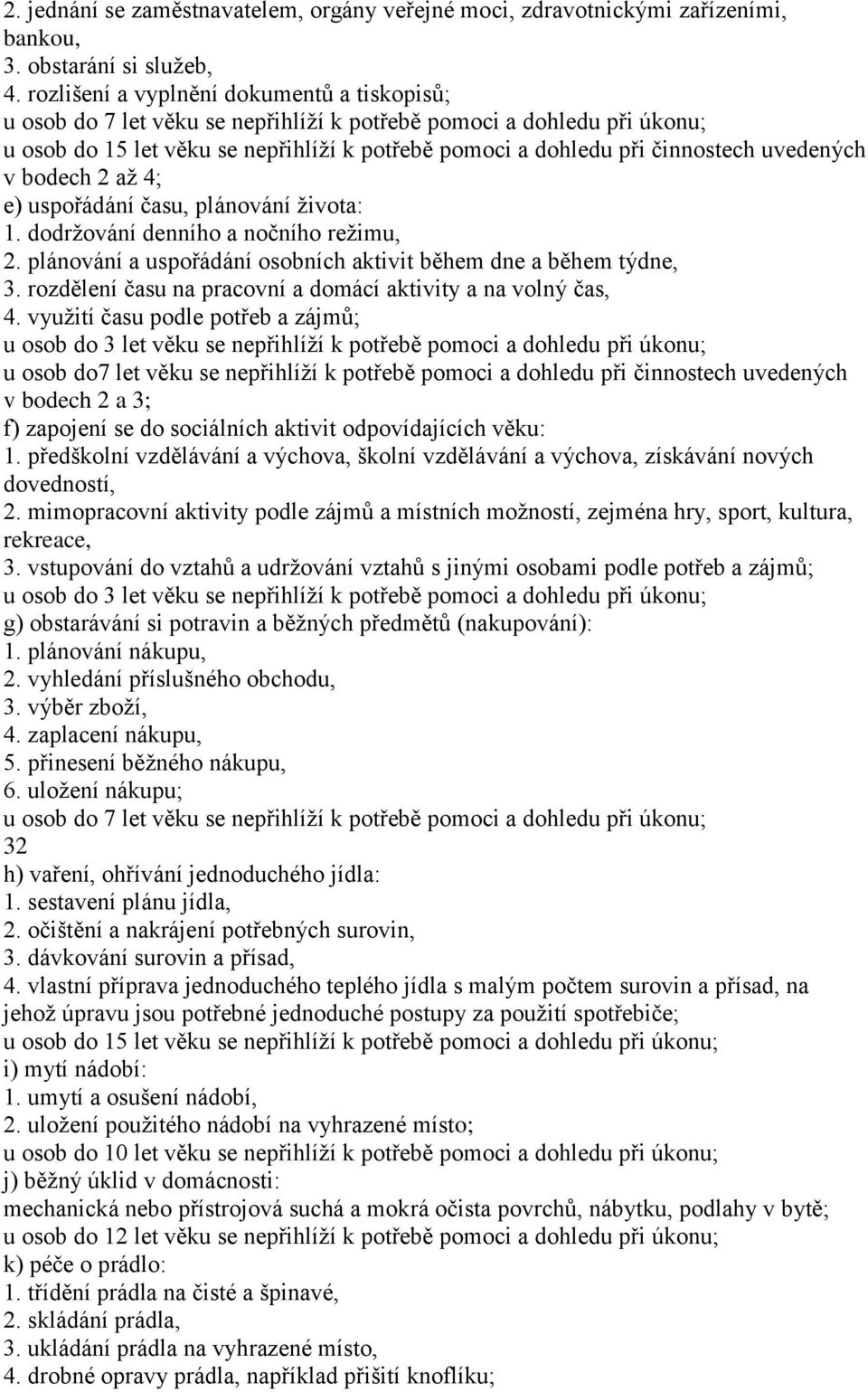 dodržování denního a nočního režimu, 2. plánování a uspořádání osobních aktivit během dne a během týdne, 3. rozdělení času na pracovní a domácí aktivity a na volný čas, 4.