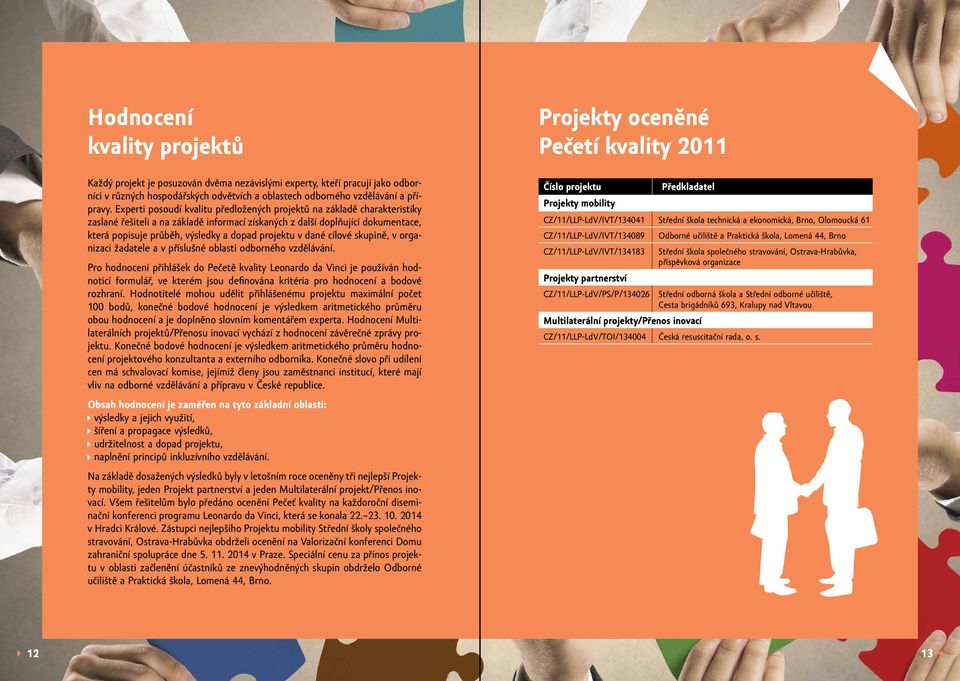 projektu v dané cílové skupině, v organizaci žadatele a v příslušné oblasti odborného vzdělávání.