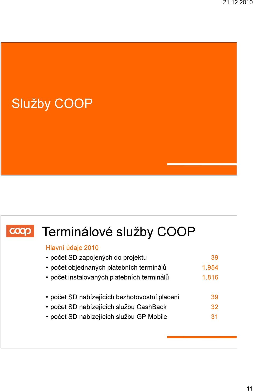 954 počet instalovaných platebních terminálů 1.