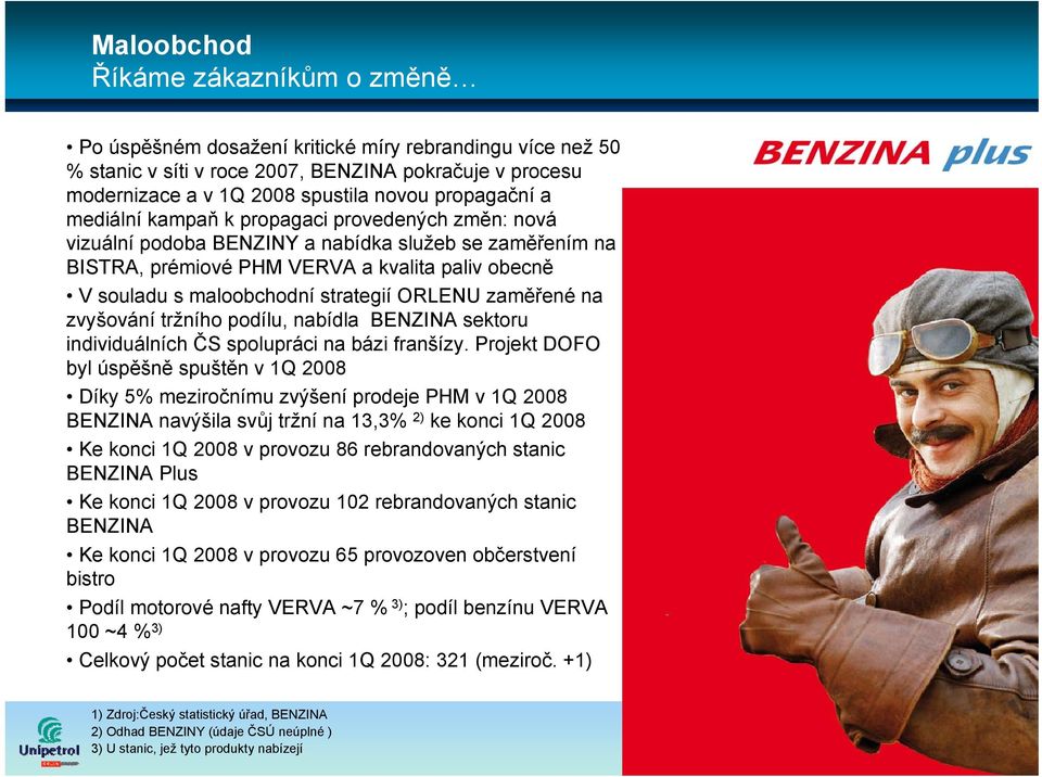 strategií ORLENU zaměřené na zvyšování tržního podílu, nabídla BENZINA sektoru individuálních ČS spolupráci na bázi franšízy.