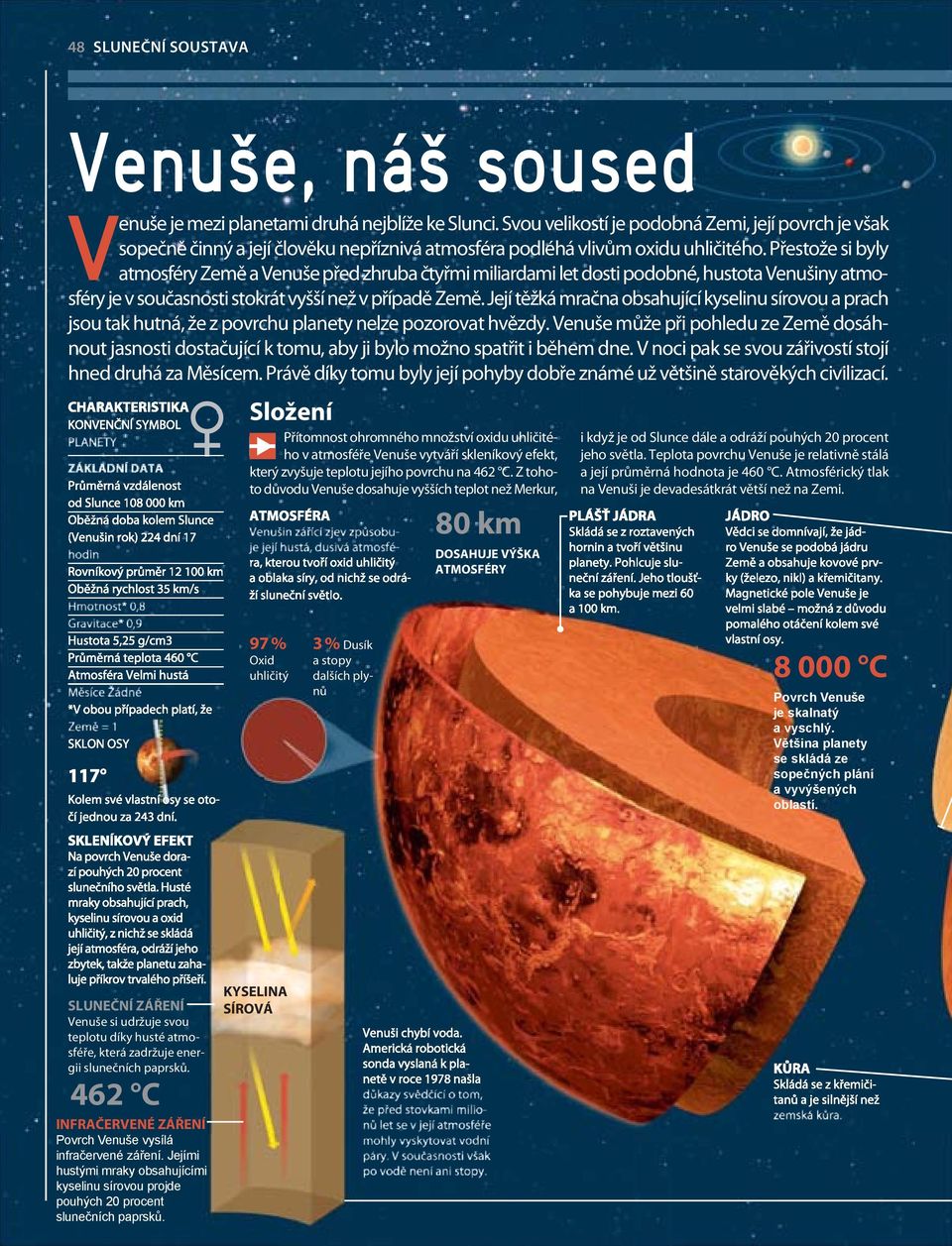 Přestože si byly atmosféry Země a Venuše před zhruba čtyřmi miliardami let dosti podobné, hustota Venušiny atmosféry je v současnosti stokrát vyšší než v případě Země.