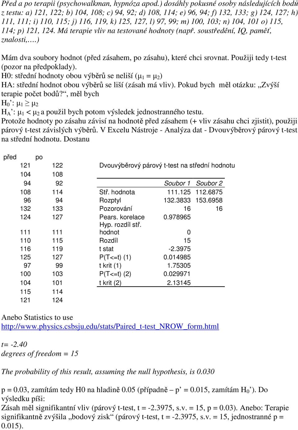 99; m) 100, 103; n) 104, 101 o) 115, 114; p) 121, 124. Má terapie vliv na testované hodnoty (např. soustředění, IQ, paměť, znalosti,.